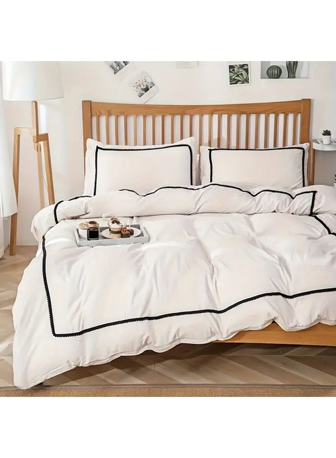White With Black Balls Duvet Cover Set 90 55 x 86 61 Inches Bohemian Style Bedding 3 Piece Set - Image 5